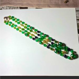 Vintage West Germany Green double strand Necklace